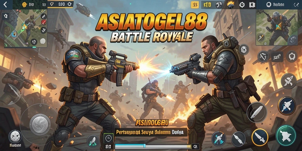 Tampilan gameplay ASIATOGEL88 dengan aksi Battle Royale yang mendebarkan.