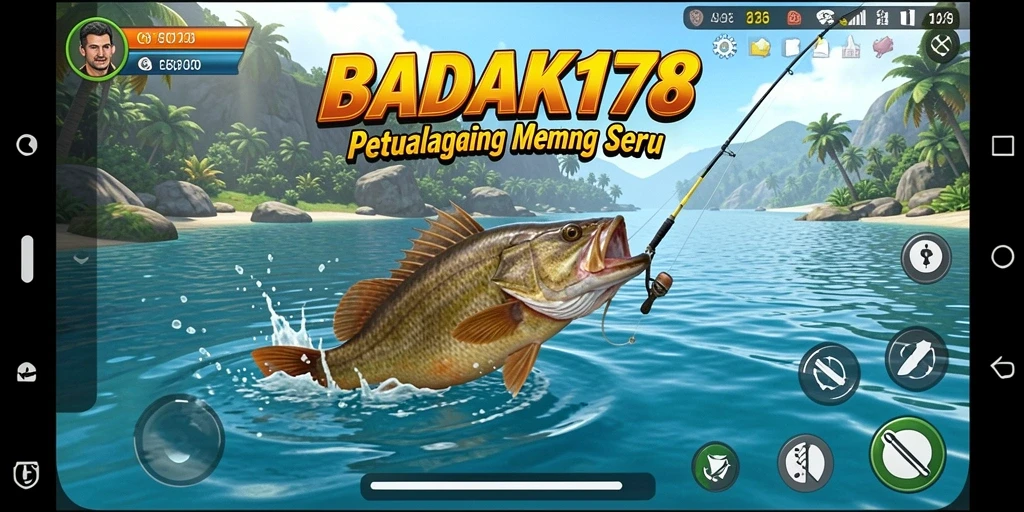 Screenshot gameplay BADAK178 dengan aksi memancing yang seru.