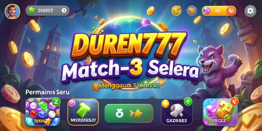 Tampilan gameplay seru DUREN777 dengan tantangan mencocokkan durian.