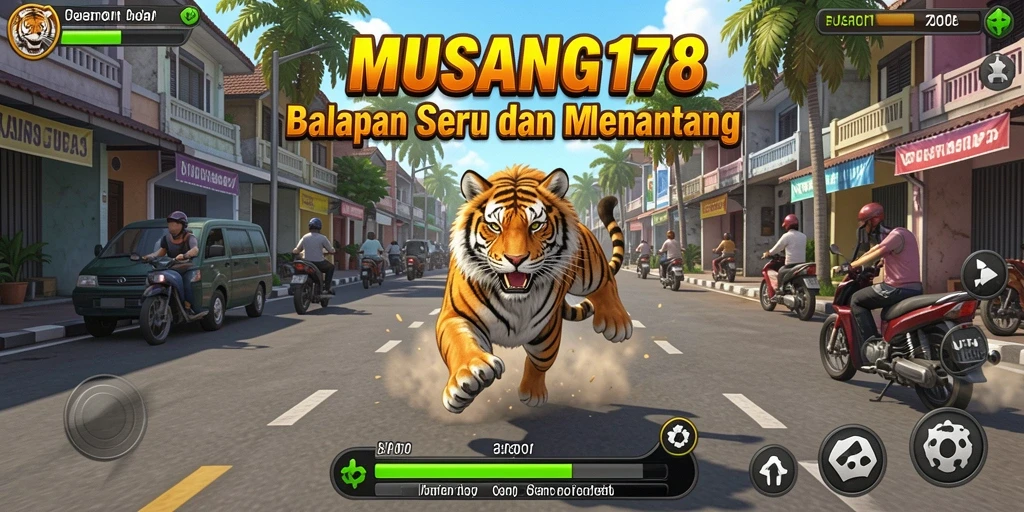 Tampilan gameplay seru di lintasan balap yang menantang.