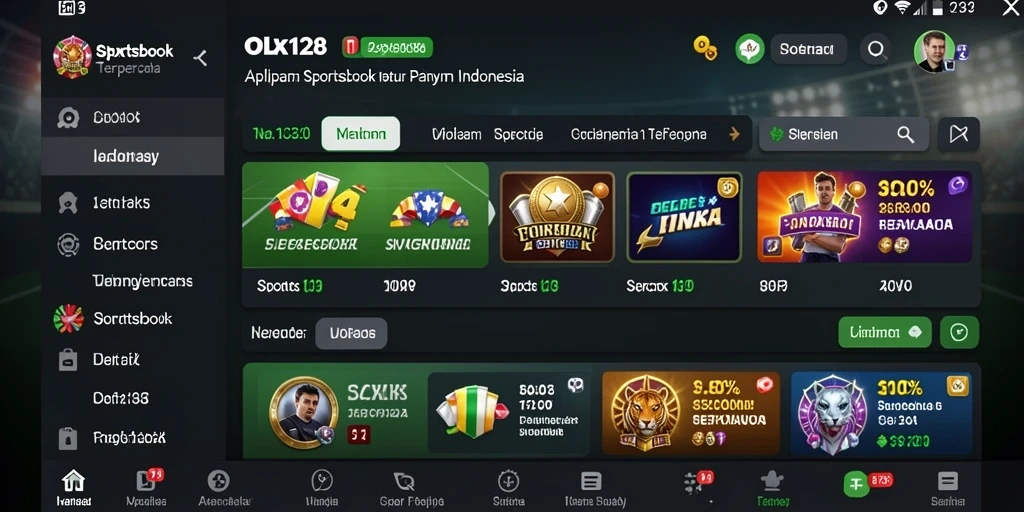 Screenshot OLX128 menampilkan antarmuka taruhan Sportsbook yang menarik.